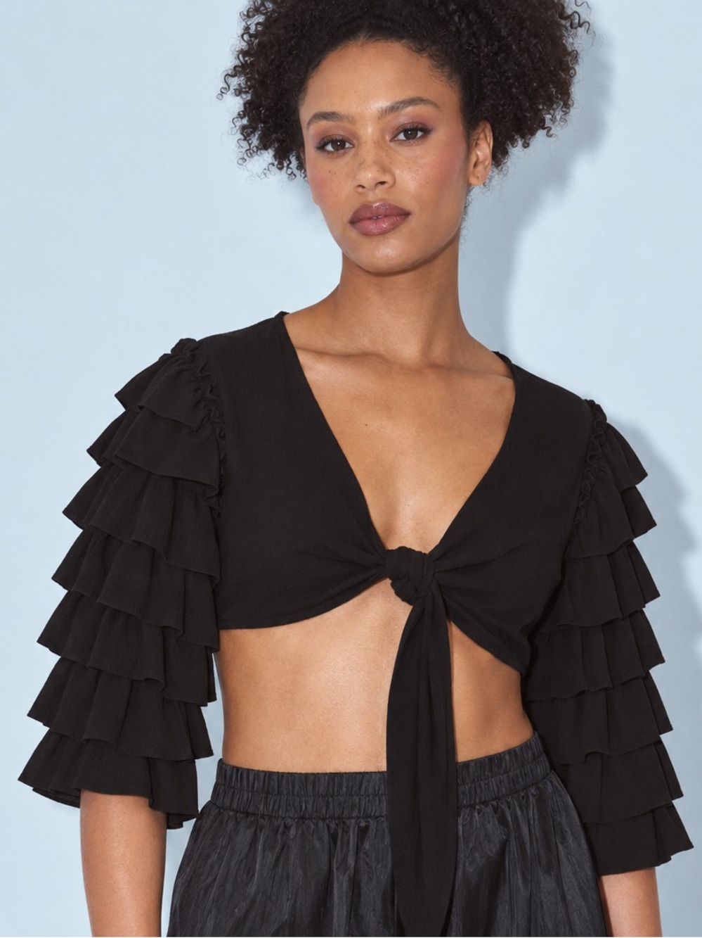 Fashion Brand Company Rumba Soft Linen Top in Black